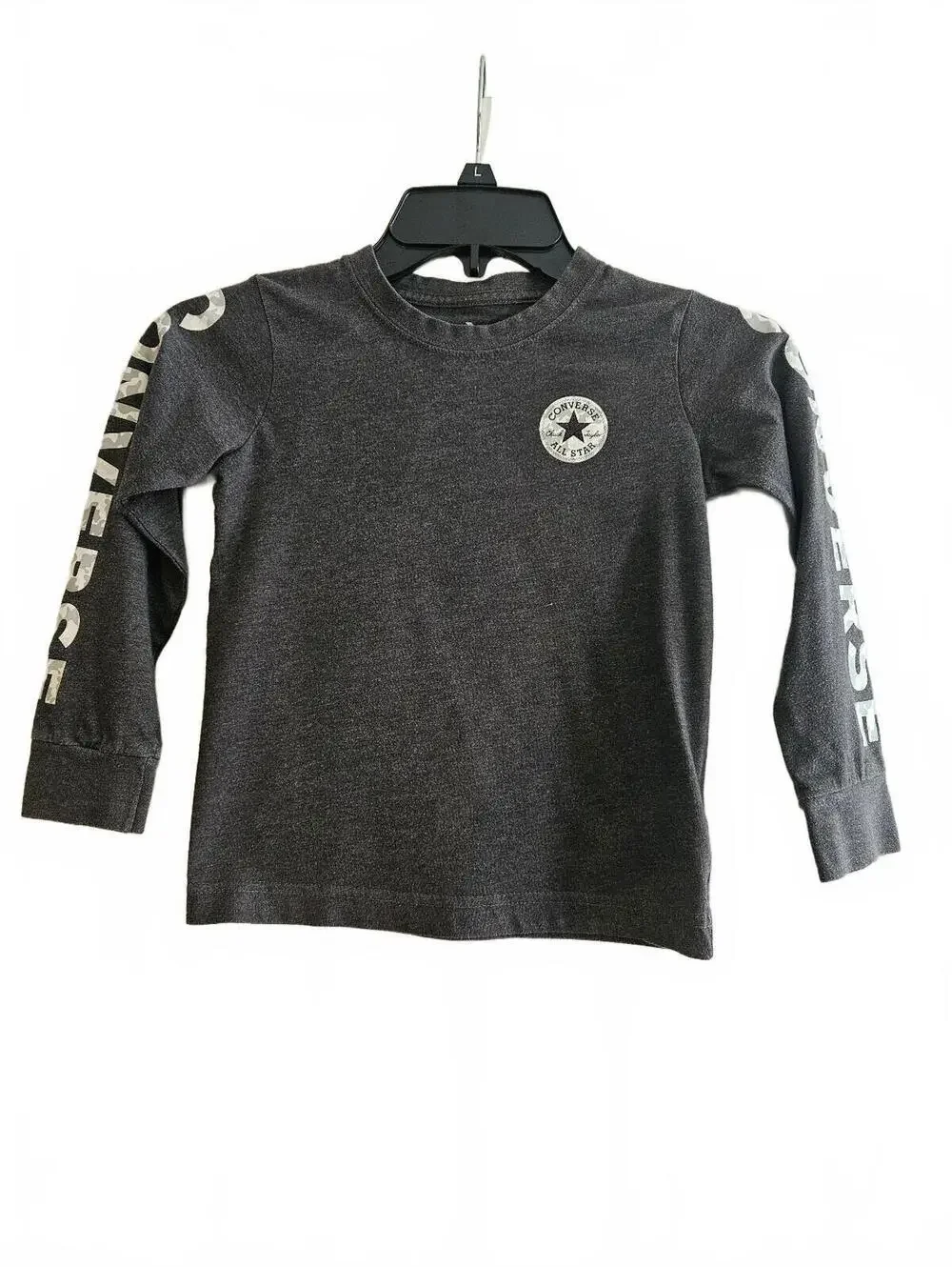Converse Kids Long-Sleeve Dark Gray Crewneck Tee-Size 6-Back to School Fall Vibe